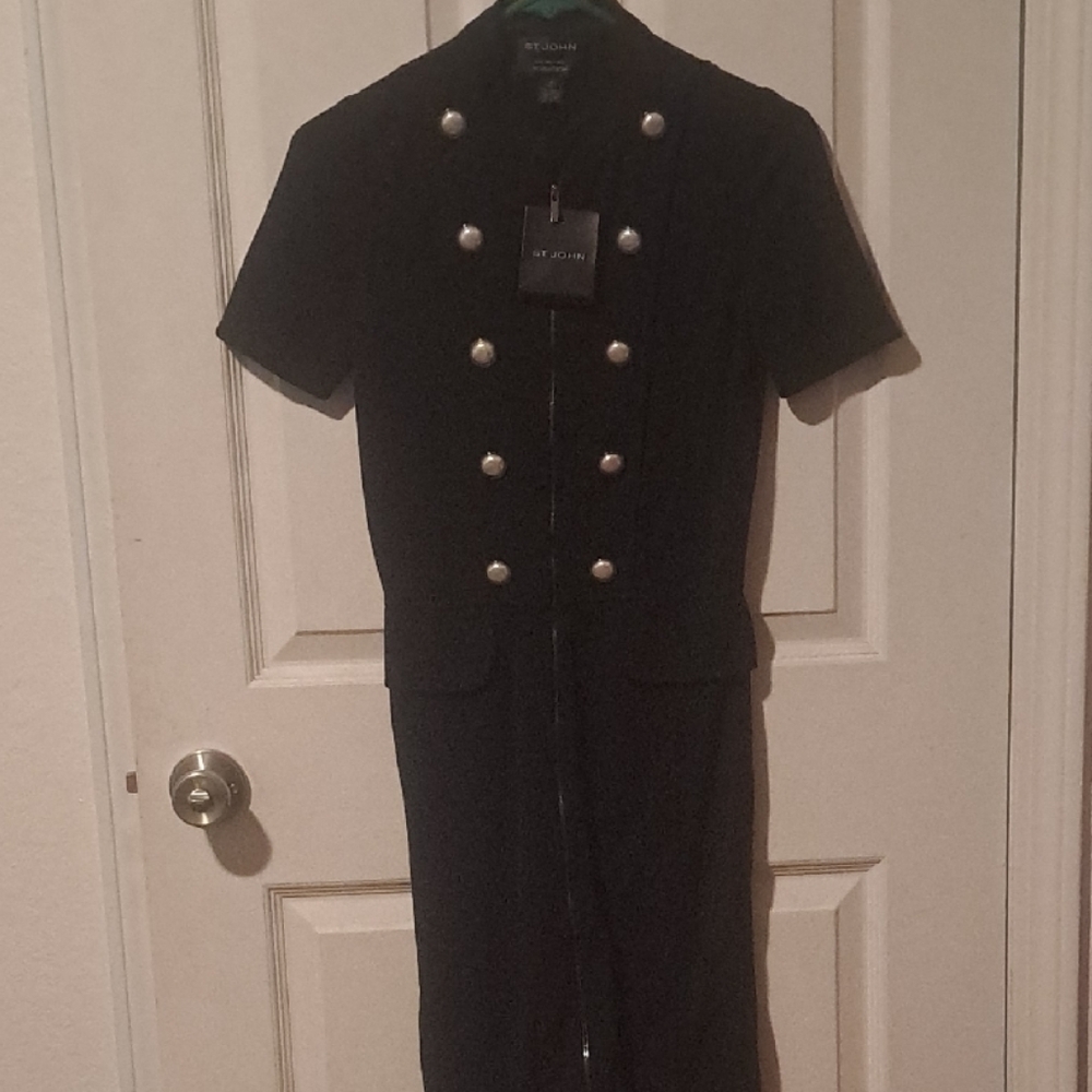 St. John Black Dress with Silver Buttons